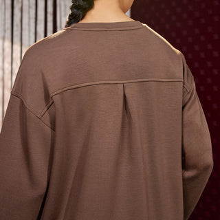 Traveleisure : Back Pleated Sweatshirt - Dark Brown