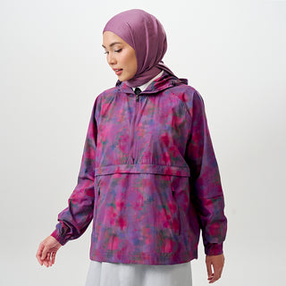 Printed Half Zip Parka - Abstract Moonbow