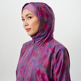 Printed Half Zip Parka - Abstract Moonbow