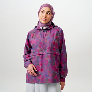 Printed Half Zip Parka - Abstract Moonbow