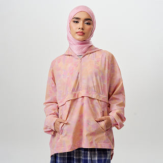 Printed Half Zip Parka - Abstract Sunset