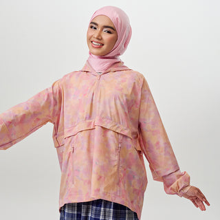 Printed Half Zip Parka - Abstract Sunset