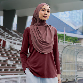 Athleisure : Back Pleated Top - MAHOGANY