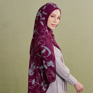Minimalist floral print in burgundy by TudungPeople, featuring elegant botanical design on high-quality paper.