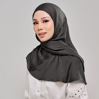 Niya Satin in Charcoal