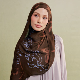 Minimalist floral print featuring cocoa tones by TudungPeople, showcasing a stylish and elegant wall art design.