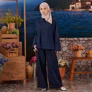Denim Loose Top - Dark Blue - Apparel - TudungPeople