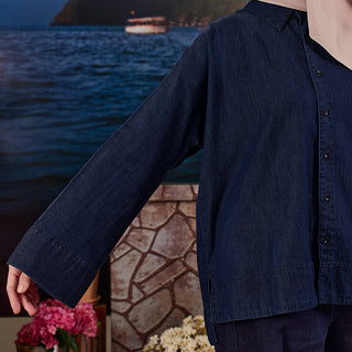 Denim Loose Top - Dark Blue - Apparel - TudungPeople