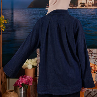 Denim Loose Top - Dark Blue - Apparel - TudungPeople