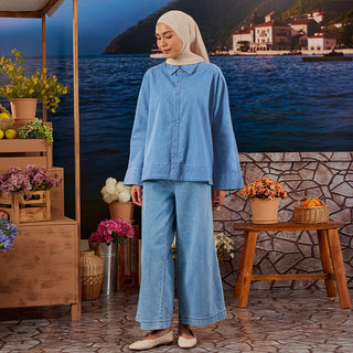 Denim Loose Top - Medium Blue - Apparel - TudungPeople