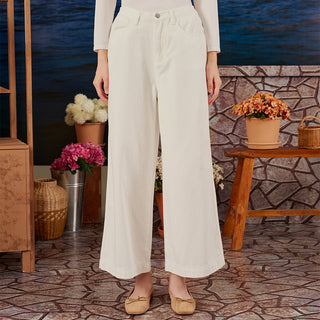 Denim Wide Pants - White - Apparel - TudungPeople