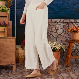 Denim Wide Pants - White - Apparel - TudungPeople