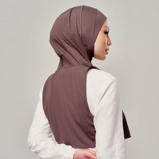 TudungPeople Najwa Sport Flow in Ash Brown active wear hijab, lightweight and comfortable for sports and casual wear.