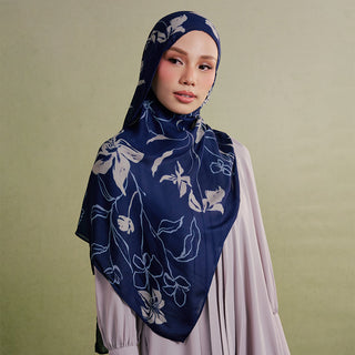 Minimalist floral indigo print by TudungPeople, featuring a stylish and elegant design perfect for home decor or framing.