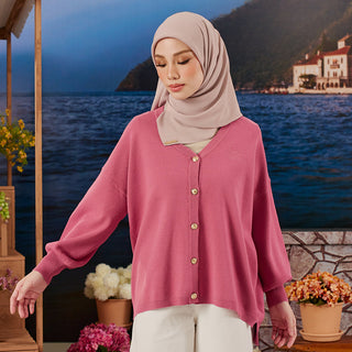 Knitted Cardigan - Raspberry - Apparel - TudungPeople