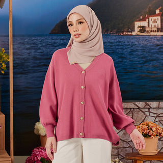 Knitted Cardigan - Raspberry - Apparel - TudungPeople