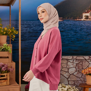 Knitted Cardigan - Raspberry - Apparel - TudungPeople