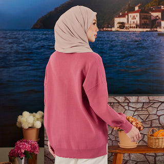 Knitted Cardigan - Raspberry - Apparel - TudungPeople