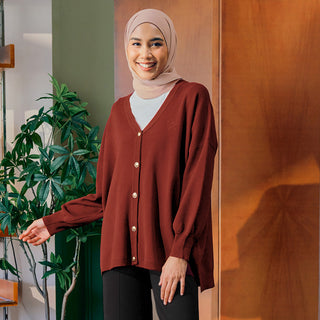 Knitted Cardigan - Brick - Apparel - TudungPeople