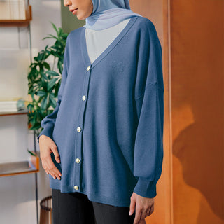Knitted Cardigan - Denim - Apparel - TudungPeople