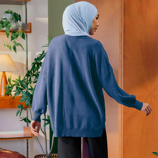 Knitted Cardigan - Denim - Apparel - TudungPeople