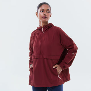 Lightweight Half Zip Parka - Burgundy