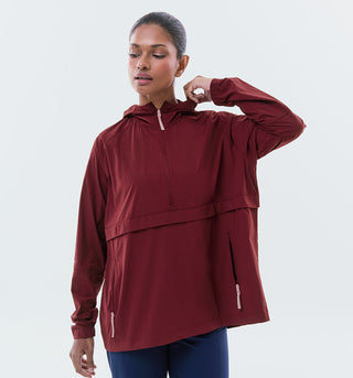 Lightweight Half Zip Parka - Burgundy