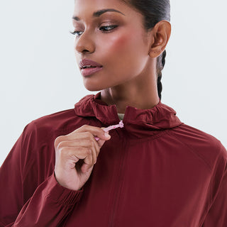 Lightweight Half Zip Parka - Burgundy