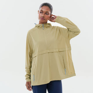 Lightweight Half Zip Parka - Pale Olive