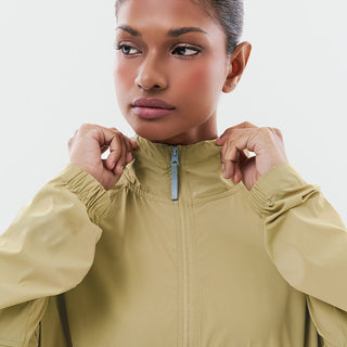Lightweight Half Zip Parka - Pale Olive