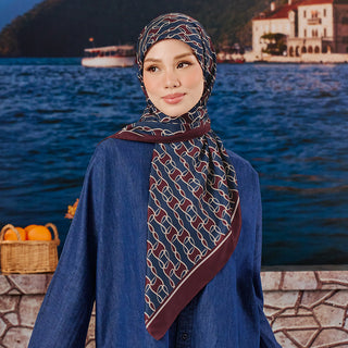 Monogram 3.0 - Maroon Navy (SQ) - Prints - TudungPeople