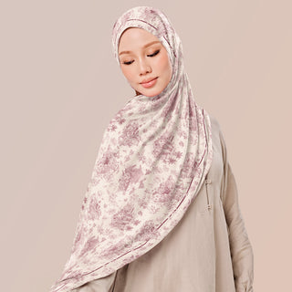 TudungPeople TDJ Merbau print showcasing intricate design on high-quality fabric, ideal for stylish head coverings.