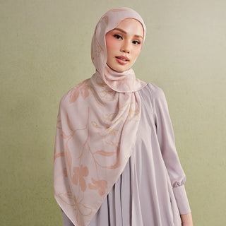 Minimalist floral peach print by TudungPeople, featuring soft pastel colors and delicate flower designs on high-quality paper.