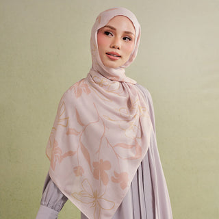 Minimalist floral peach print by TudungPeople, showcasing soft peach tones and delicate flower designs on paper.