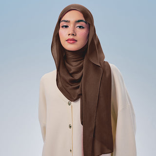 Signature TudungPeople Modal in Roast fabric, showcasing the smooth, lightweight material with a subtle sheen and draped texture.