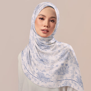 Colorful Telang print hijab by TudungPeople, featuring intricate floral patterns on lightweight fabric.