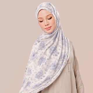 TudungPeople TDJ Telang print hijab in vibrant floral design, featuring colorful floral patterns on lightweight fabric.
