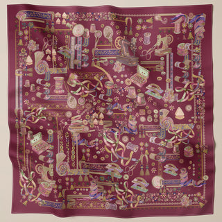 Atelier Ruby burgundy square print by TudungPeople, featuring intricate design on high-quality fabric.