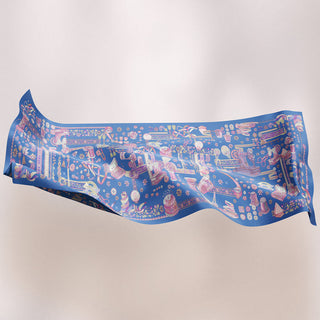 Dusty blue print by TudungPeople from the Atelier collection, featuring intricate design and vibrant colors.