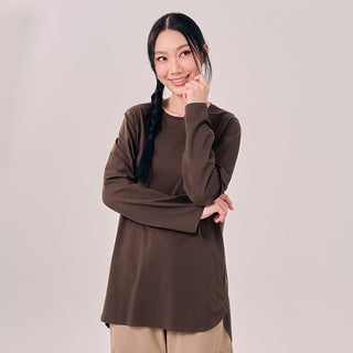Back Pleated Top - Dark Brown - Apparel - TudungPeople