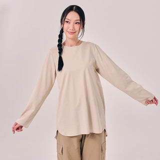 Back Pleated Top - Oatmeal - Apparel - TudungPeople