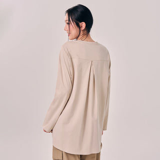 Back Pleated Top - Oatmeal - Apparel - TudungPeople