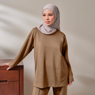 Back Pleated Sweatshirt - Peanut