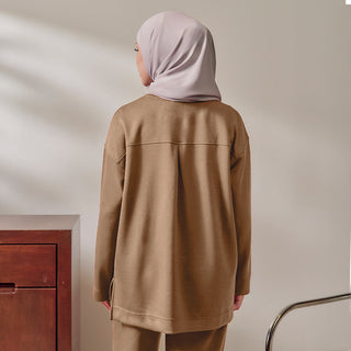 Back Pleated Sweatshirt - Peanut