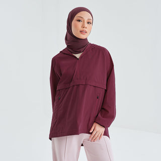 Half Zip Parka - Burgundy