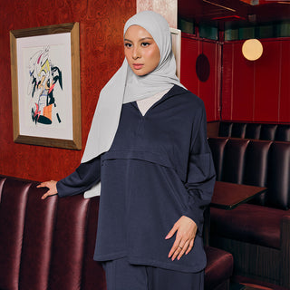 Half Zip Sweatshirt - Dark Blue - Apparel - TudungPeople
