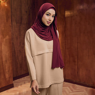 Half Zip Sweatshirt - Latte - Apparel - TudungPeople