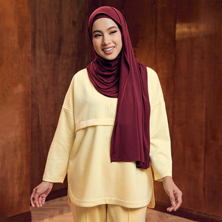 Half Zip Sweatshirt - Soft Yellow - Apparel - TudungPeople