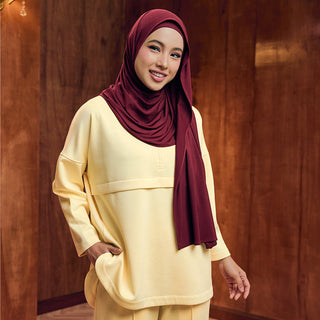 Half Zip Sweatshirt - Soft Yellow - Apparel - TudungPeople