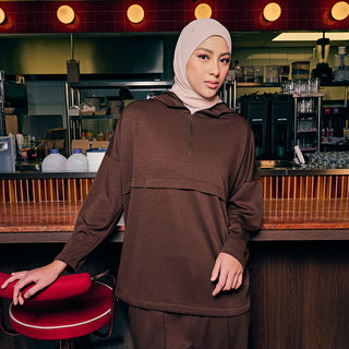 Half Zip Sweatshirt - Dark Brown